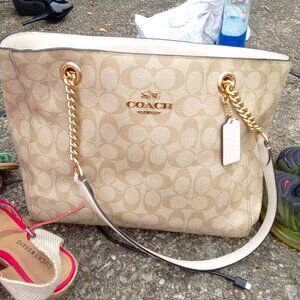 coach chain handle tote purse